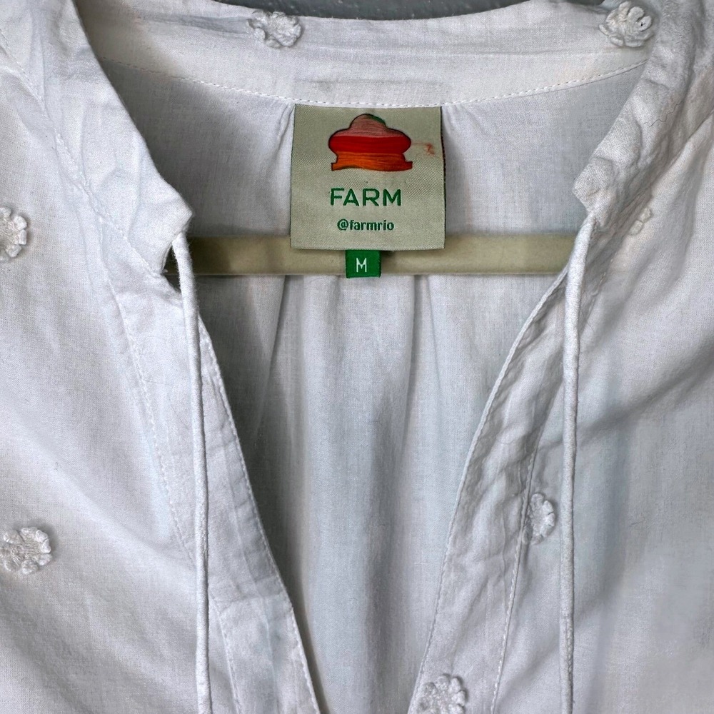 Farm Rio White Mini Dress Floral Embroidered Boho Medium Beach Resort‎ Romantic - Picture 3 of 11